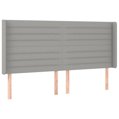 Cama box spring c/ colchão e LED 160x200 cm tecido cinza-claro