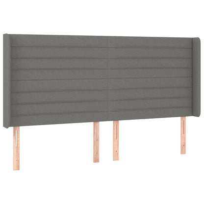 Cama box spring c/ colchão e LED 160x200 cm tecido cinza-escuro