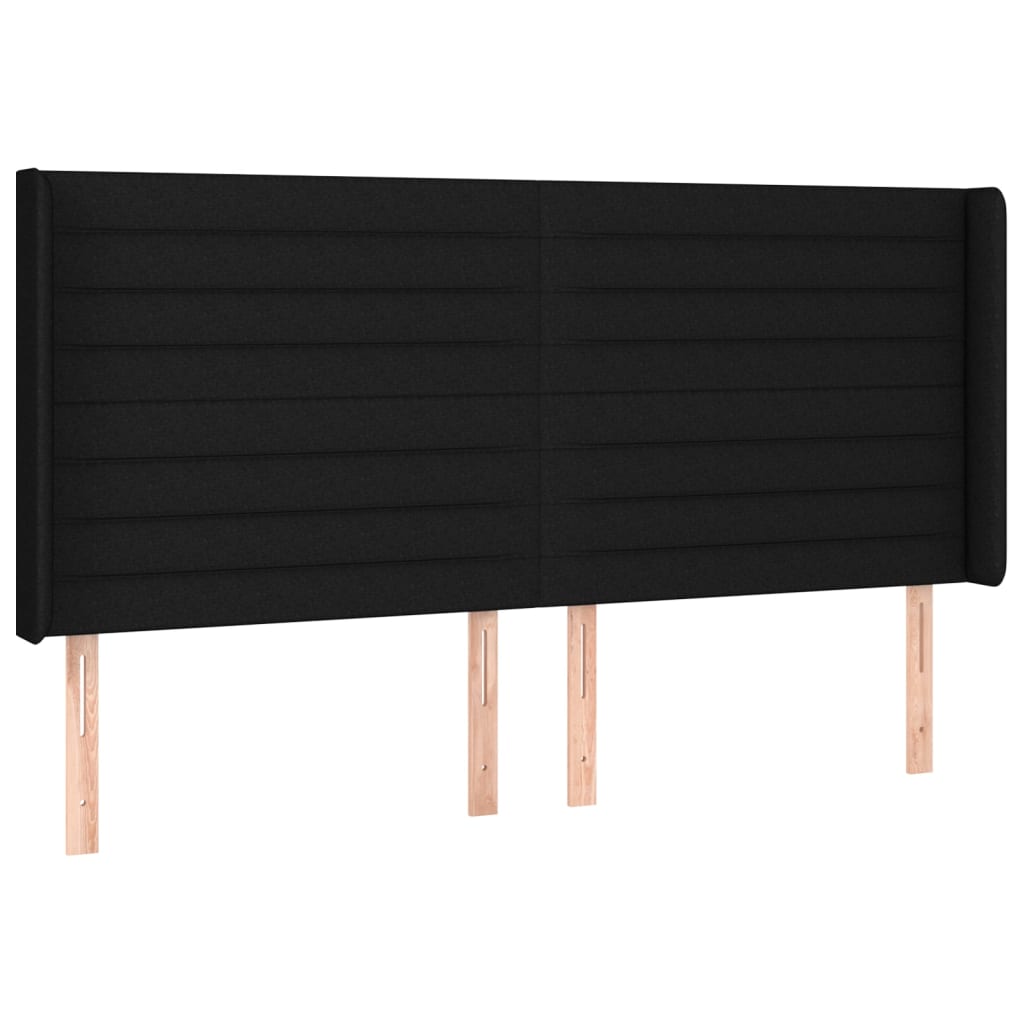 Cama box spring c/ colchão e LED 180x200 cm tecido preto