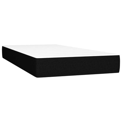 Cama box spring c/ colchão e LED 200x200 cm tecido preto