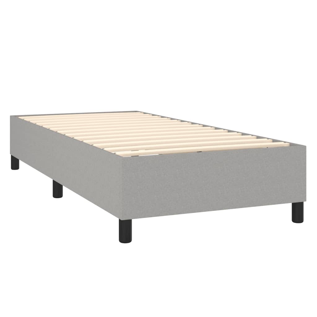 Cama box spring c/ colchão e LED 90x190 cm tecido cinza-claro