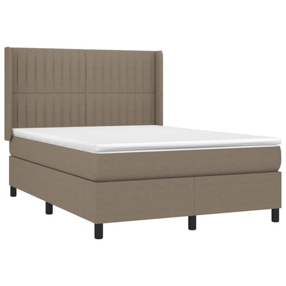 Cama box spring colchão/LED 140x190cm tecido cinza-acastanhado