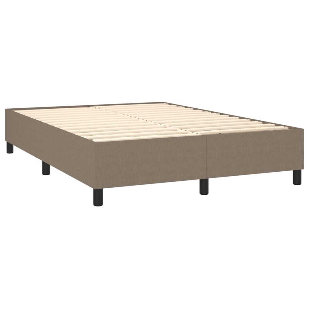 Cama box spring colchão/LED 140x190cm tecido cinza-acastanhado