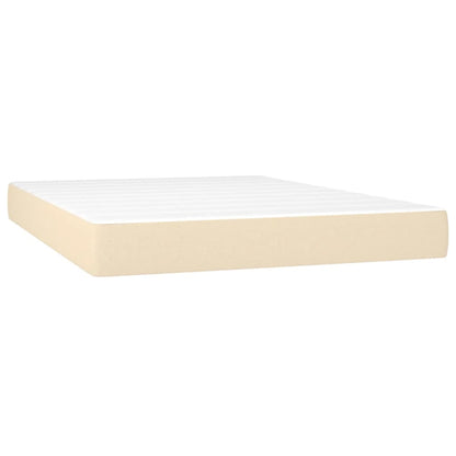 Cama box spring c/ colchão e LED 140x200 cm tecido cor creme