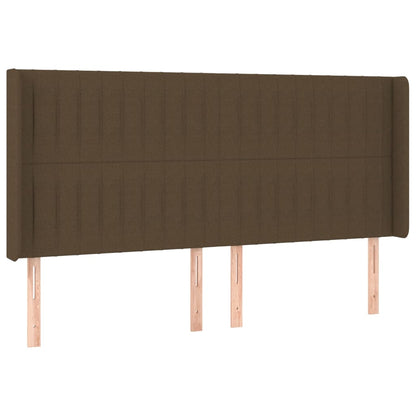 Cama box spring c/ colchão/LED 180x200cm tecido castanho-escuro