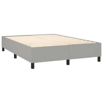 Cama box spring c/ colchão e LED 140x190 cm tecido cinza-claro