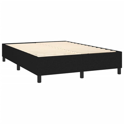 Cama box spring c/ colchão e LED 140x200 cm tecido preto