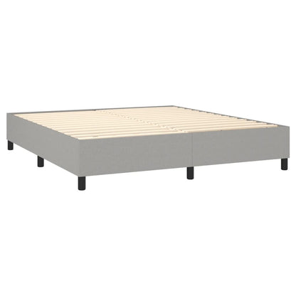 Cama box spring c/ colchão e LED 180x200 cm tecido cinza-claro