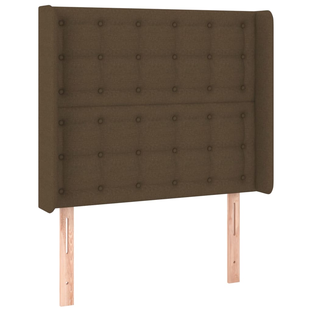 Cama box spring c/ colchão/LED 80x200cm tecido castanho-escuro