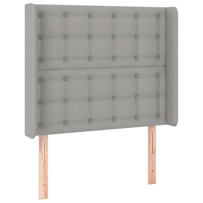 Cama box spring c/ colchão e LED 90x200 cm tecido cinza-claro