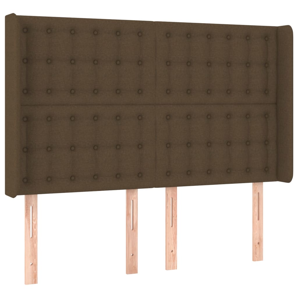 Cama box spring c/ colchão/LED 140x190cm tecido castanho-escuro