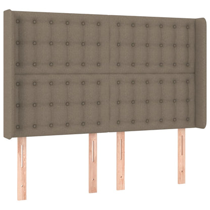 Cama box spring colchão/LED 140x190cm tecido cinza-acastanhado