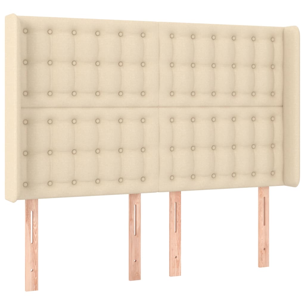 Cama box spring c/ colchão e LED 140x190 cm tecido cor creme