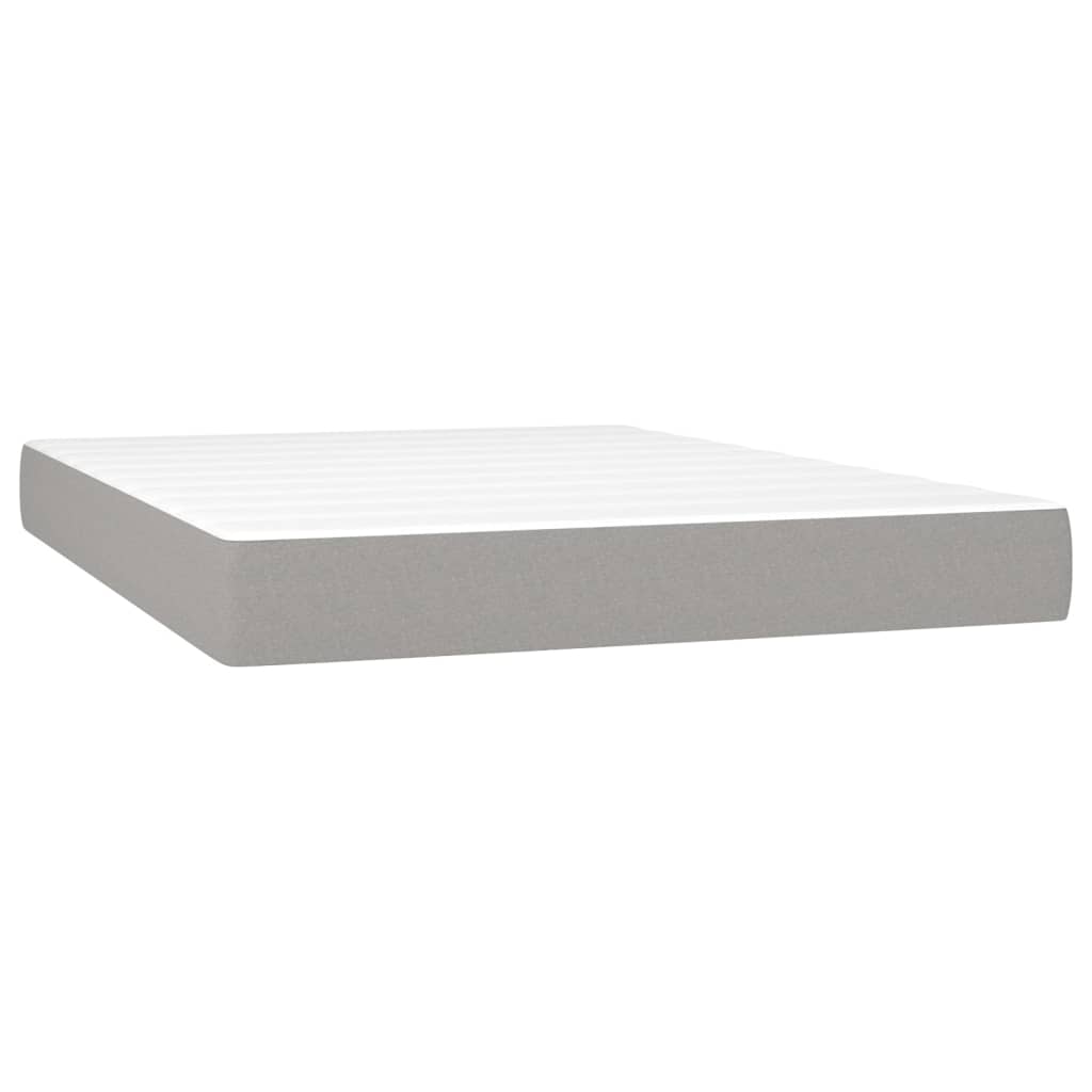 Cama box spring c/ colchão e LED 140x200 cm tecido cinza-claro