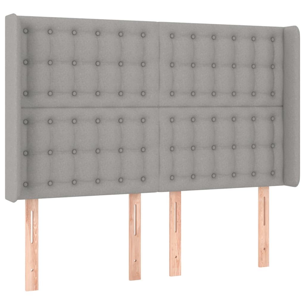 Cama box spring c/ colchão e LED 140x200 cm tecido cinza-claro