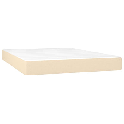 Cama box spring c/ colchão e LED 140x200 cm tecido cor creme