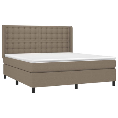 Cama box spring colchão/LED 160x200 cm tecido cinza-acastanhado