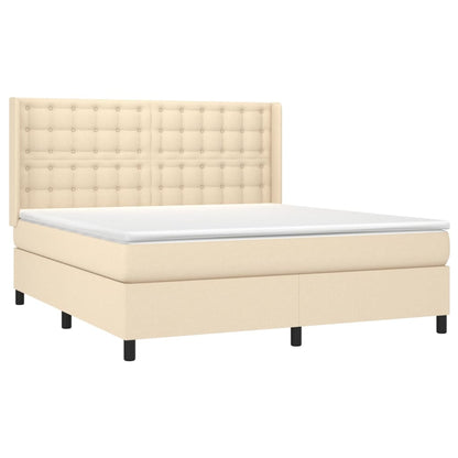 Cama box spring c/ colchão e LED 160x200 cm tecido cor creme