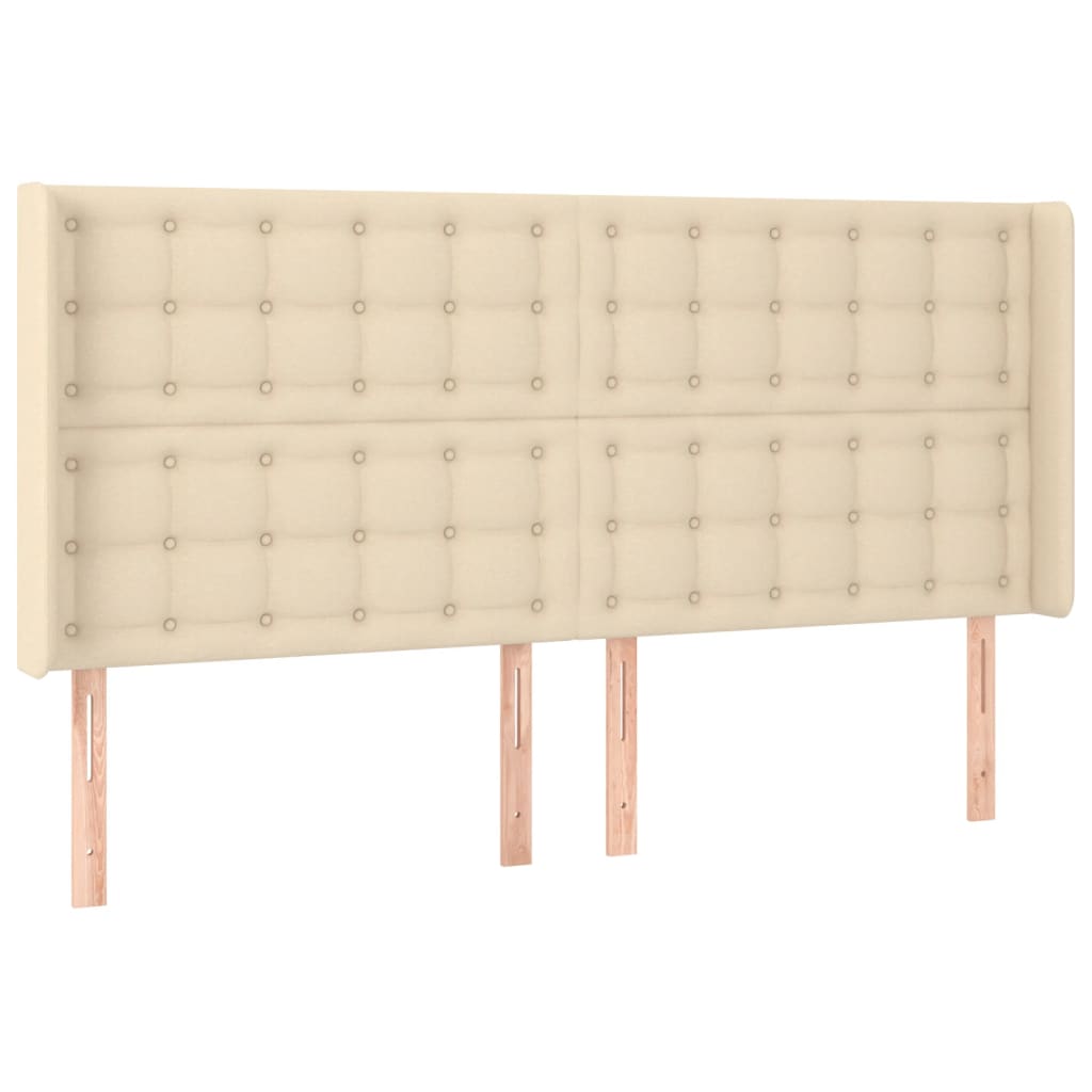 Cama box spring c/ colchão e LED 160x200 cm tecido cor creme