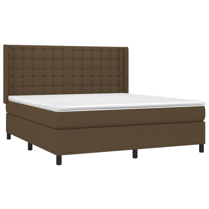 Cama box spring c/ colchão/LED 180x200cm tecido castanho-escuro