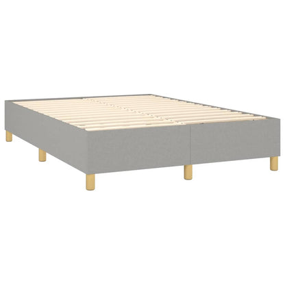 Cama box spring c/ colchão e LED 140x190 cm tecido cinza-claro