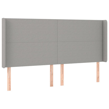 Cama box spring c/ colchão e LED 160x200 cm tecido cinza-claro