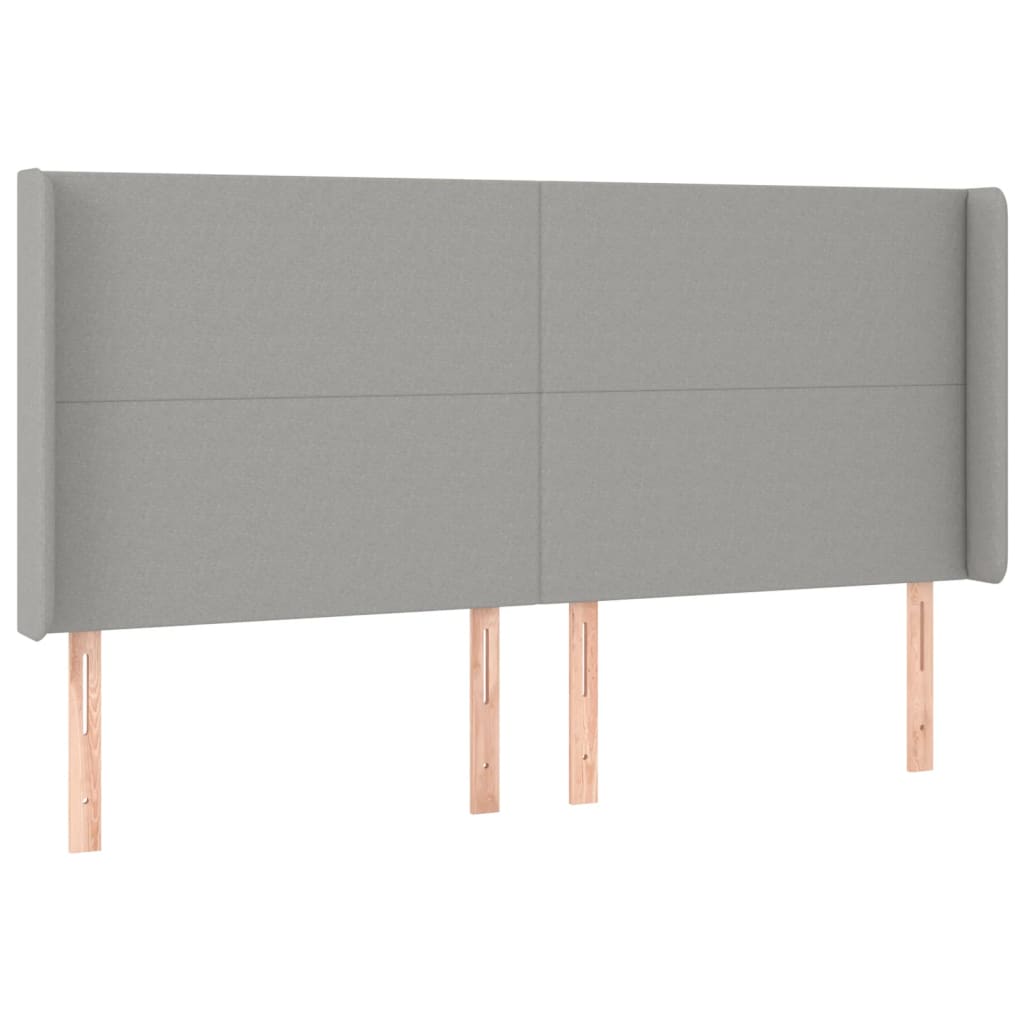 Cama box spring c/ colchão e LED 180x200 cm tecido cinza-claro