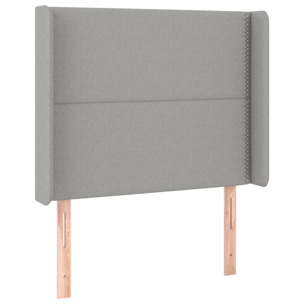 Cama box spring c/ colchão e LED 90x190 cm tecido cinza-claro