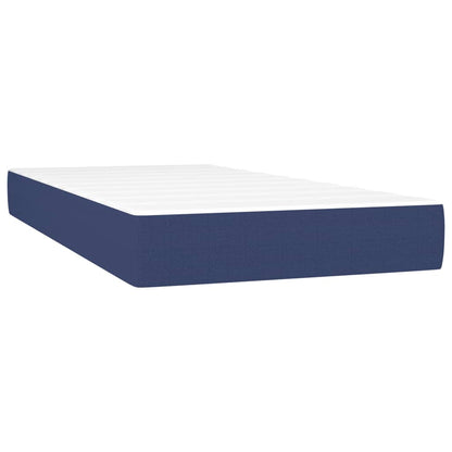 Cama box spring c/ colchão e LED 90x200 cm tecido azul