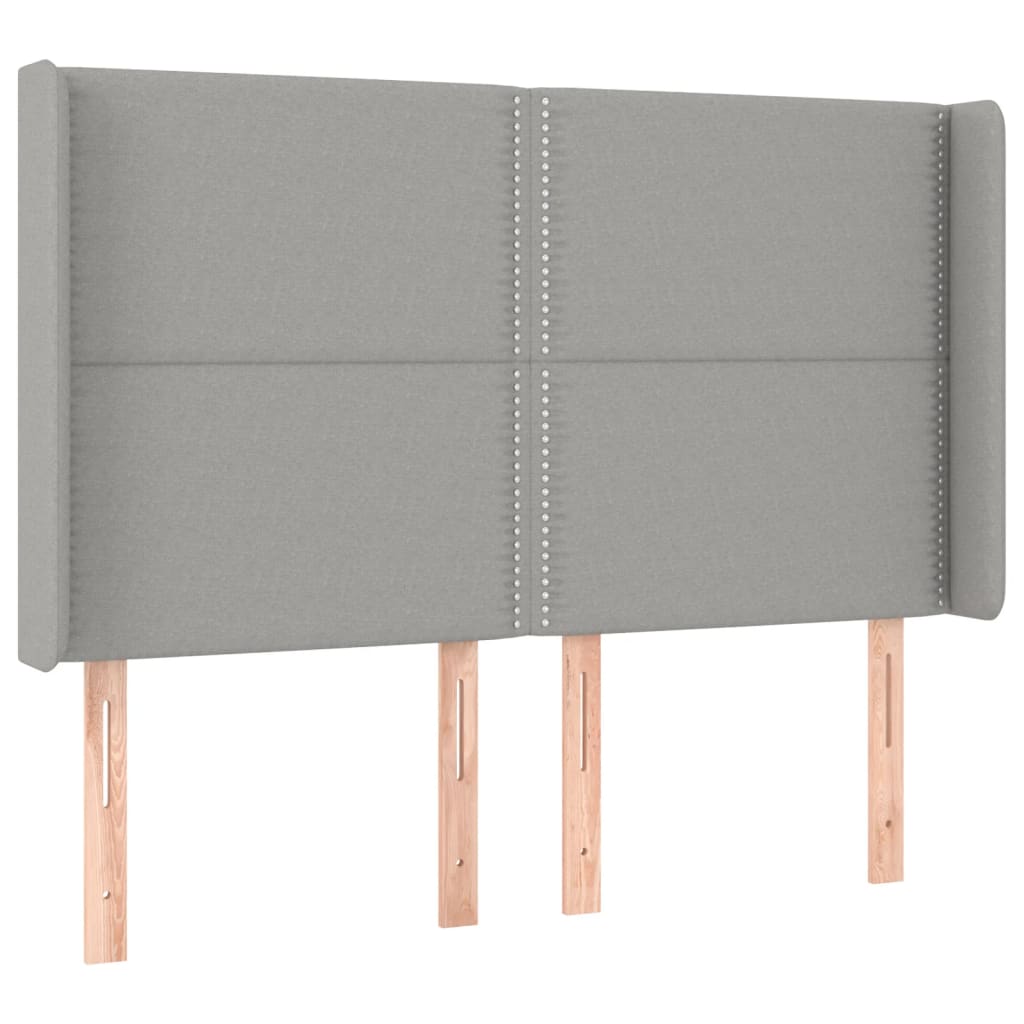 Cama box spring c/ colchão e LED 140x190 cm tecido cinza-claro