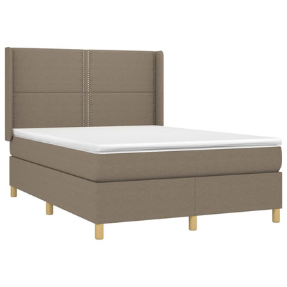 Cama box spring colchão/LED 140x190cm tecido cinza-acastanhado