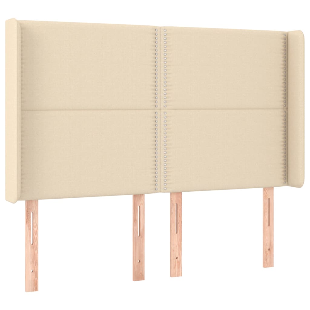 Cama box spring c/ colchão e LED 140x190 cm tecido cor creme