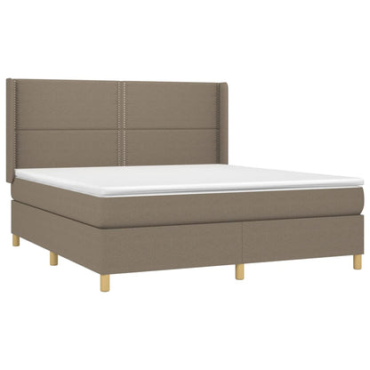 Cama box spring colchão/LED 160x200 cm tecido cinza-acastanhado