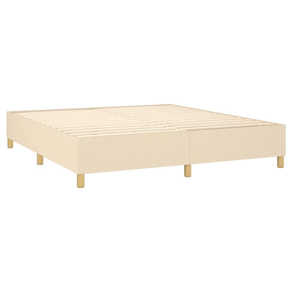 Cama box spring c/ colchão e LED 180x200 cm tecido cor creme