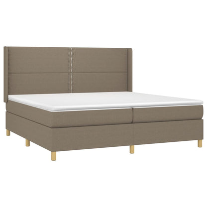 Cama box spring colchão/LED 200x200cm tecido cinza-acastanhado