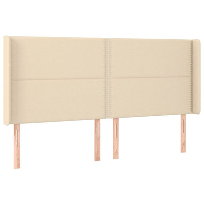 Cama box spring c/ colchão e LED 200x200 cm tecido cor creme