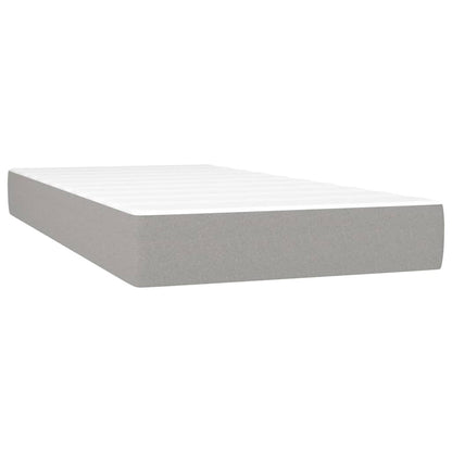 Cama box spring c/ colchão e LED 80x200 cm tecido cinza-claro