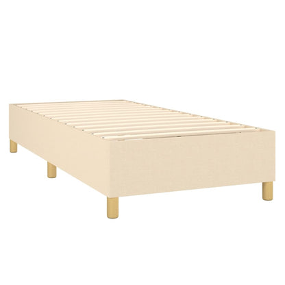 Cama box spring c/ colchão e LED 90x200 cm tecido cor creme