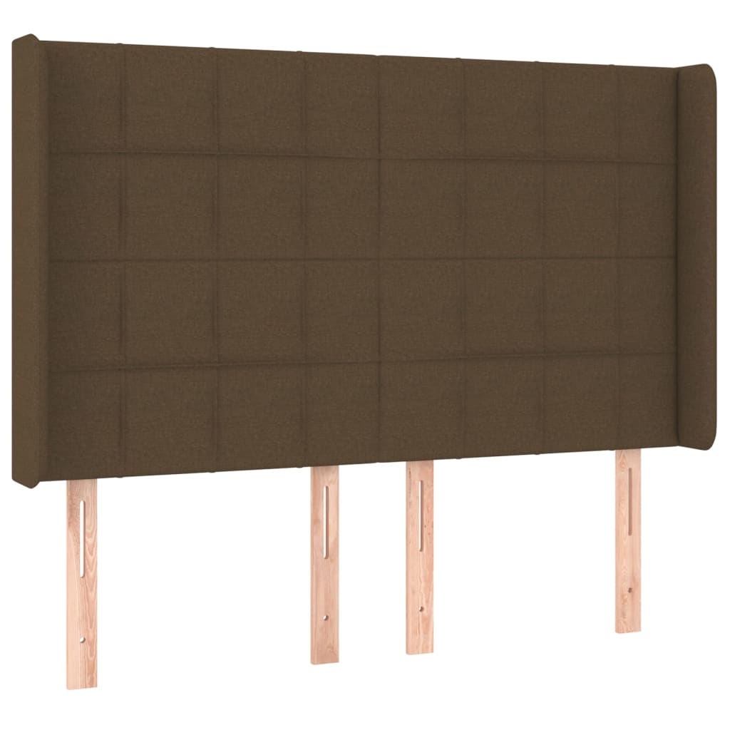 Cama box spring c/ colchão/LED 140x190cm tecido castanho-escuro