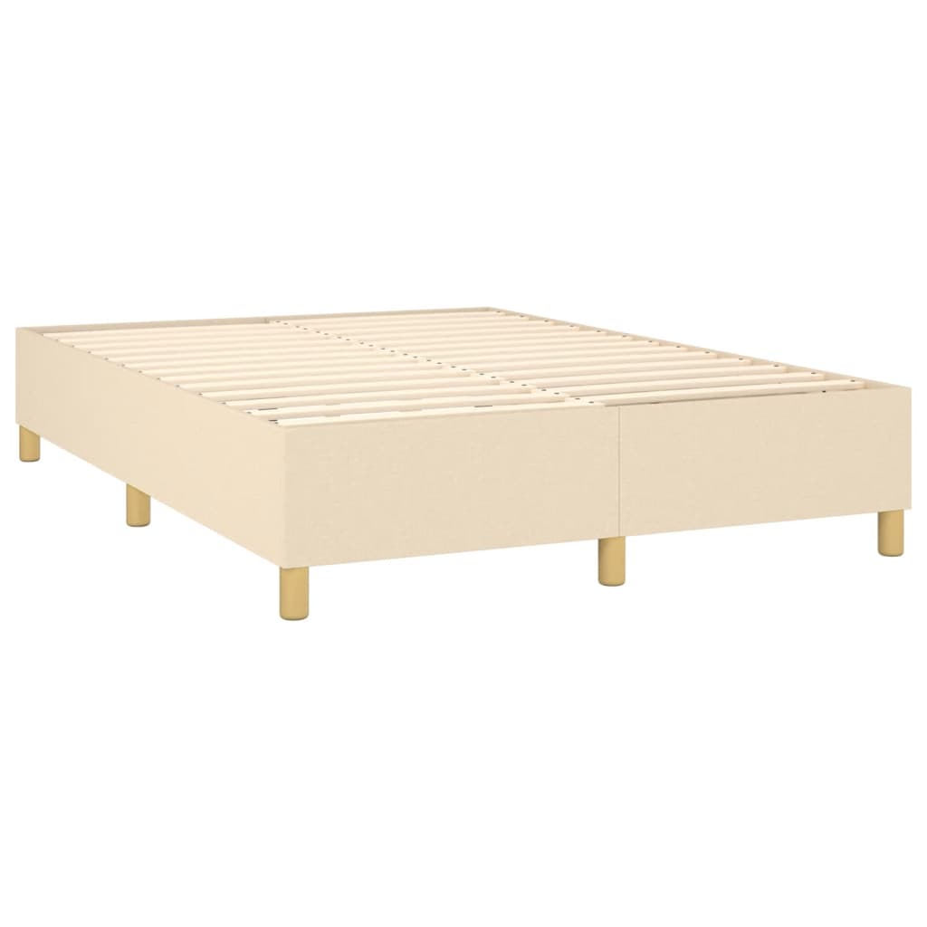 Cama box spring c/ colchão e LED 140x190 cm tecido cor creme