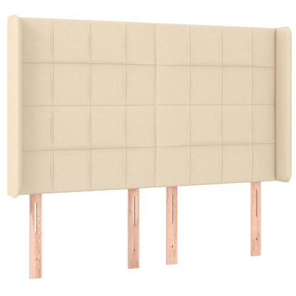 Cama box spring c/ colchão e LED 140x190 cm tecido cor creme