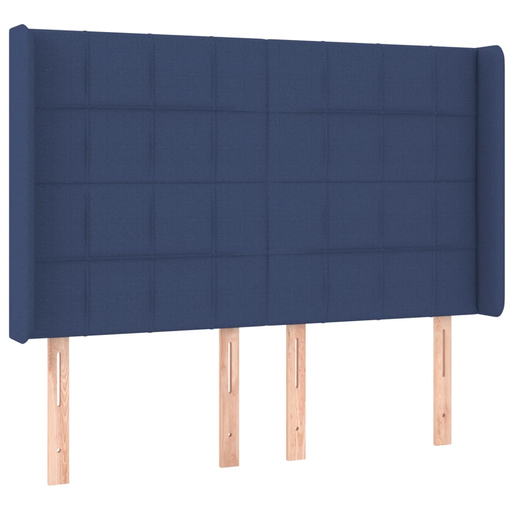 Cama box spring c/ colchão e LED 140x190 cm tecido azul