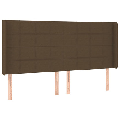 Cama box spring c/ colchão/LED 180x200cm tecido castanho-escuro