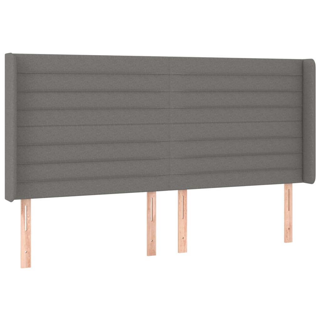 Cama box spring c/ colchão e LED 160x200 cm tecido cinza-escuro