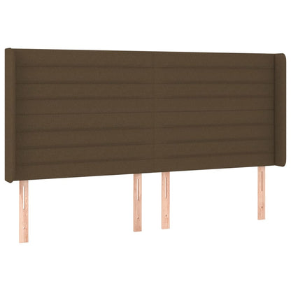 Cama box spring c/ colchão/LED 160x200cm tecido castanho-escuro