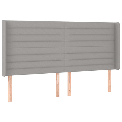 Cama box spring c/ colchão e LED 200x200 cm tecido cinza-claro