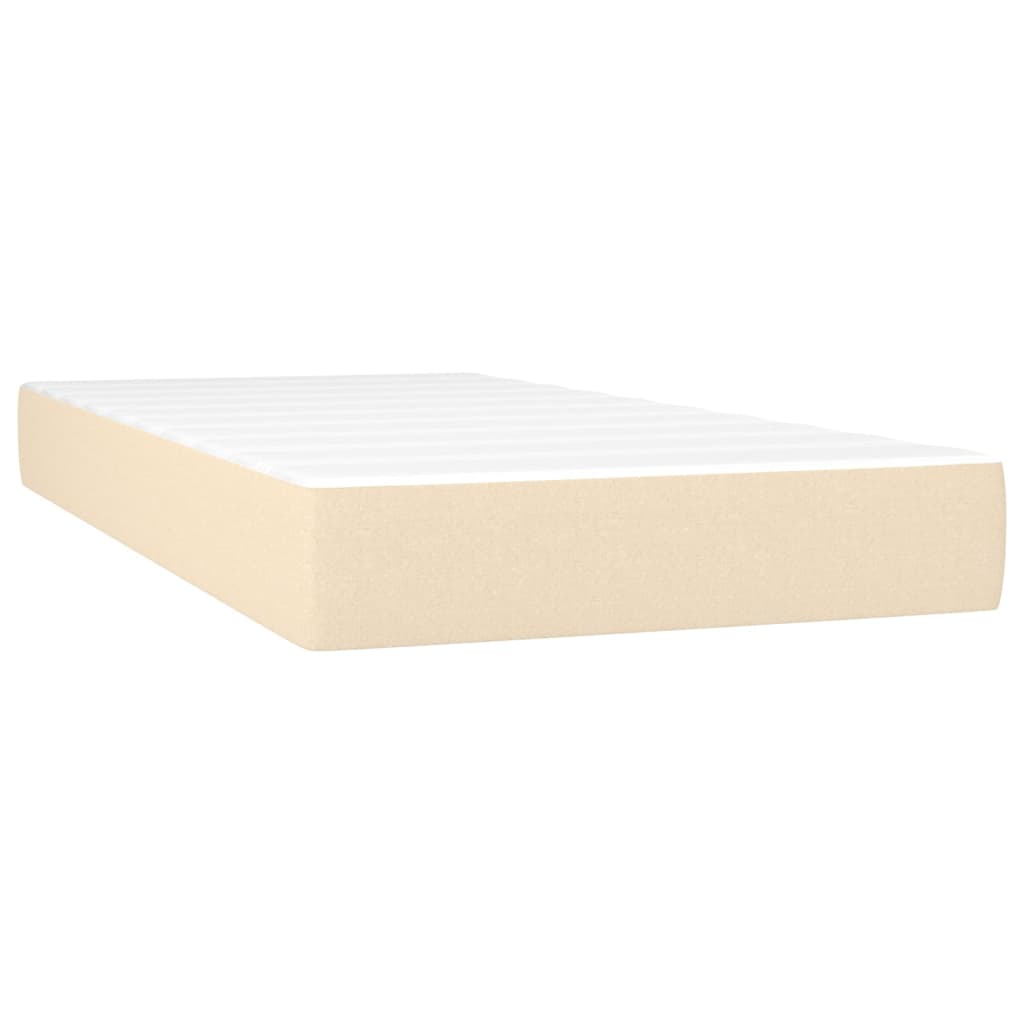 Cama box spring c/ colchão e LED 90x190 cm tecido cor creme