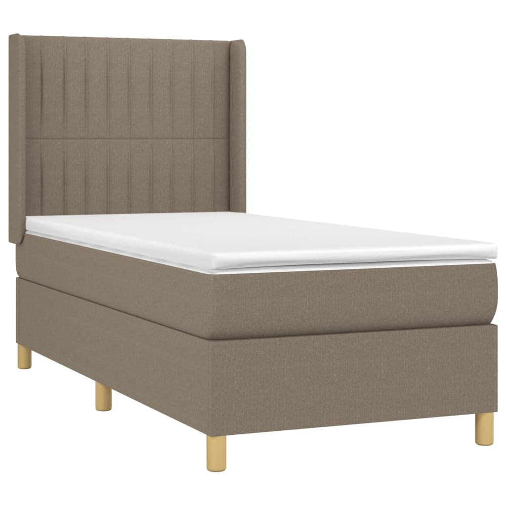 Cama box spring colchão/LED 100x200cm tecido cinza-acastanhado