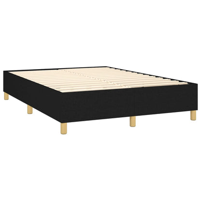 Cama box spring c/ colchão e LED 140x190 cm tecido preto