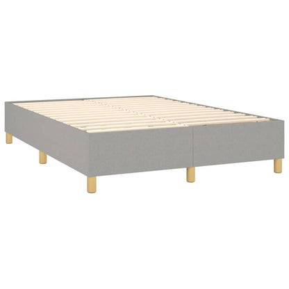 Cama box spring c/ colchão e LED 140x200 cm tecido cinza-claro